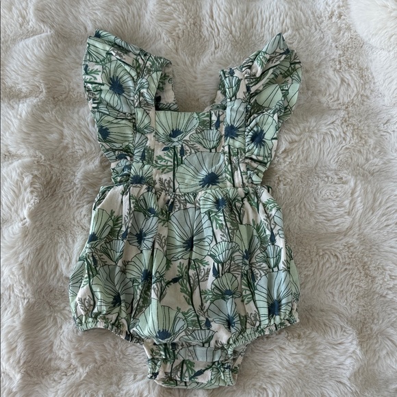 kate quinn Other - Kate Quinn Aqua Poppies Sz 2T Ruffle Romper